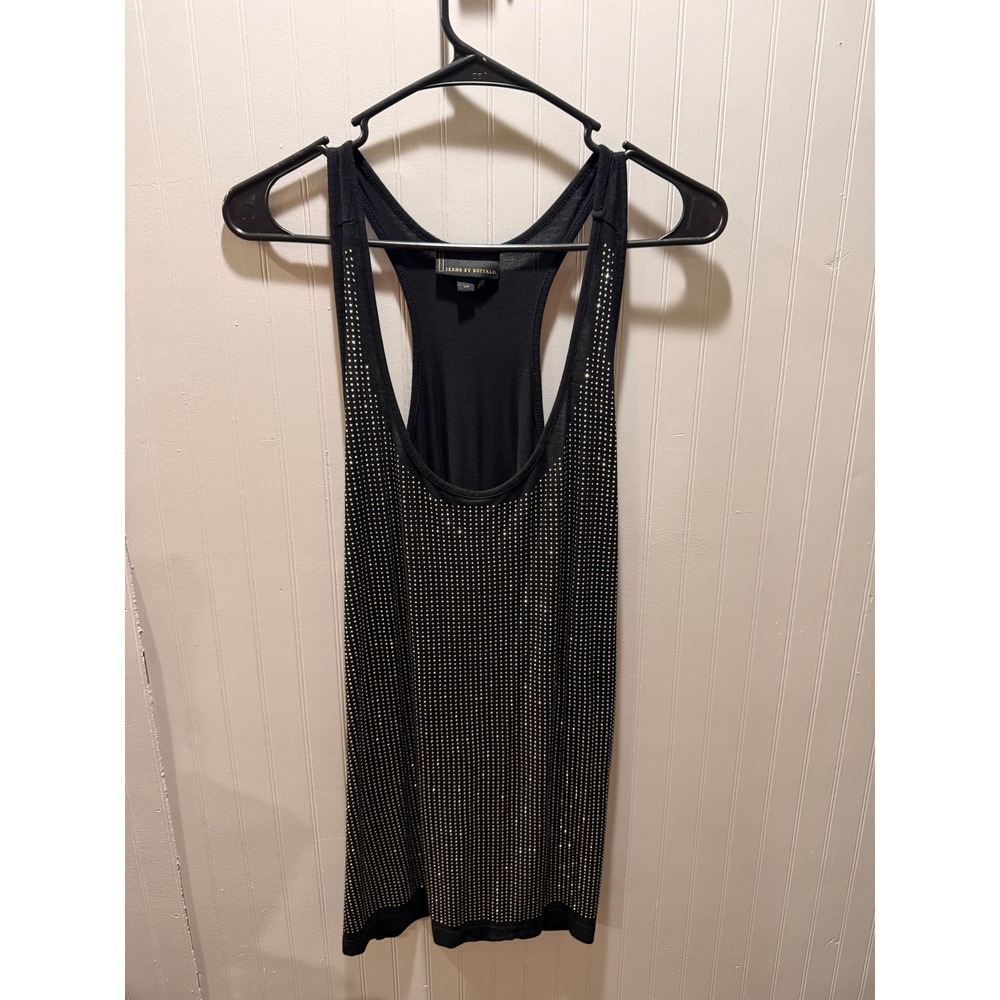 Jeans by Buffalo Black Studded Rhinestone Racerback Tank Top Large